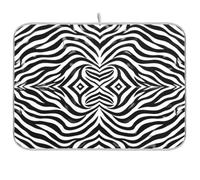 Cgiub Zebra Print Dish Drying Mat for Kitchen Counter 45.7x60.9 cm Non Slip Absorbent Coffee Machine Mat Sink Draining Board Drying Pad Coffee Bar Accessories