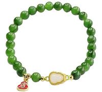CGJseFH bracelet, Jade Bracelet Talisman Green Stretchy Beaded Amulet Gemstone for Women