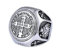 CGJseFH Vintage ring, Catholic Demon Protection Amulet Gothic Medieval Religious Jewellery(Silver,S)