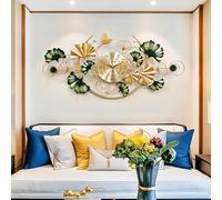 CGJseFH wall clock, Large Modern Decorative Wall Clock Silent Metal 39 Inch Clocks Ginkgo Leaf Mute For Living Room Bedroom Hotel Porch Gold 50x100cm