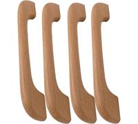 CGJseFH Wooden Door Handles, 4pcsWood Door Handles,Wood Drawer Knobs,Pulls Wooden Cabinet Handle Kitchen Cupboard Knob with Mounting Screws(Burlywood,Hole Distance:96mm)