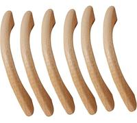 CGJseFH Wooden Door Handles, 6 pcs Wardrobe Handle Pulls Bow Shaped Log Wooden Cupboard with Mounting Screws(Hole Distance:96mm)