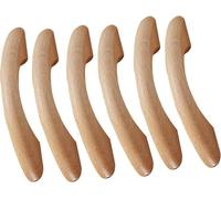 CGJseFH Wooden Door Handles, 6 pcs Wardrobe Handle Pulls Bow Shaped Log Wooden Cupboard with Mounting Screws(Hole Distance:64mm)