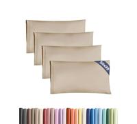CGK 4 Pack King Size Cream Pillow Cases 50x90 cm with Envelope Closure - Brushed Microfiber - Soft, Wrinkle & Fade Resistant - Breathable, Hypoallergenic & OEKO-TEX Standard 100 Certified