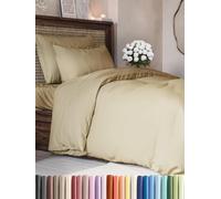 CGK Unlimited 3 Piece Duvet Cover Set Double Bed Beige, Brushed Microfibre, 200x200cm with 2 Pillowcases 50x80cm, Zip Closure, Corner Ties, Soft Hypoallergenic Quilt Cover Bedding, OEKO-TEX Certified