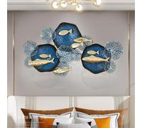 CGKJsdyDE Modern Metal Wall Art Decor, 50in Nautical Metal Wall Art School Of Fish Modern 3D Hanging Decor Vintage Coastal Handcrafted, Entryway