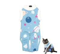 CGLRybO Cat Professional Recovery Suit for Abdominal Wounds or Skin Diseases, E-Collar Alternative for Cats and Dogs, After Surgery Wear, Pajama Suit (Blue, S)