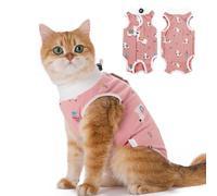 CGLRybO Cat Professional Recovery Suit for Abdominal Wounds or Skin Diseases, E-Collar Alternative for Cats and Dogs, After Surgery Wear, Pajama Suit (Alpaca, L)