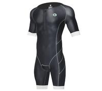 CGLRybO Triathlon Suits Mens One-Piece Short Sleeves Trisuits Skin Wet Suit for Running Cycling Swimming Best for Ironman Racing Tri Suit