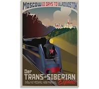 cgltd Canvas Poster Trans Siberian Express Moscow to Vladivostok Vintage Travel Poster Wall Paintings Art Mural Canvas Room Decor Painting Unframed 40x60cm