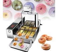 CGLYYDS Automatic Donut Machine,4 Rows Stainless Steel Commercial Digital Donut Fryer with Intelligent Control Panel,Mini Donuts Maker Adjustable Thickness 5.5L Hopper 1750 unit/h