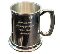 CGM Clips UK Personalised Engraved Pewter Tankard Half Pint, Personalise with Any Message