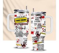 CGMIBAS True Crime Gifts for Women Men - 40oz Funny Crime Scene Tumbler, Stainless Steel Travel Mug for Horror Podcast Fans, Crime Junkie Merch, Christmas Birthday Detective Lover Gift