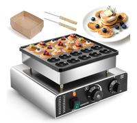 CGOLDENWALL 25 Holes Dutch Pancake Maker Commercial, with Non-Stick Coating, 0-5 Min Timer & 50-300℃ Temprature Adjustable, Electric Mini Pancake Baker for Pancakes, Muffins, Dorayaki, Poffertjes