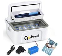 CGOLDENWALL 6Hours Portable Insulin Cooler Box for Max.12 Pens, 19 * 8 * 7cm Internal Capacity 0-8℃ Setting with 2 Batteries 5V 13600MAH Mini Medicine Refrigerator for Home &Outdoor Use (1 Battery)
