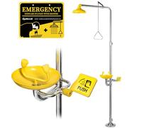 CGOLDENWALL Combined Emergency Eye Wash Station - 304 Stainless Steel