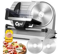 CGOLDENWALL Electric Meat Slicer 220W, 0-20mm Adjustable Thickness, Food Slicer for Meat, Cheese, Bread, Vegetables, with 2 Removable 19cm Stainless Steel Blades, Food Pusher for Home Use(Silver)