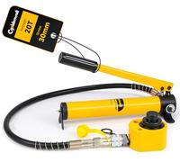 CGOLDENWALL Hydraulic Cylinder Ram 20T with Hand Pump CP-180, Stroke 30mm, Body Height 57mm, Effective Area 11.3cm², for Bridges/Building/Machinery Industries (DFPY-20T+CP-180)