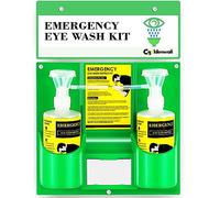 CGOLDENWALL Portable Eye Wash Station Wall Mounted Eyewash Station with Double 500ml Eyewash Replacement Bottle Emegency Eye Washing Kit for Personal Use, Without Eyewash Solution