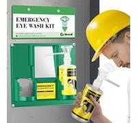 CGOLDENWALL Upgraded Portable Eye Wash Station OSHA Approved Emergency Eye Wash Kit, Sturdier Bottle Holder Larger Mirror, 2 * 16.9oz Empty Eyewash Bottles, NO Solution (White Cap)