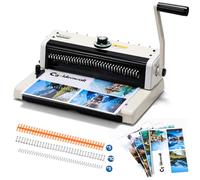 CGOLDENWALL Wire Binding Machine, 34-Hole, Punch 16 Sheets(80g), Binding 120 Sheets, 3:1 Pitch, with Starter Kit, Spiral Coil Binding Machine Paper Binder for Office and School, Letter sizes/A4/A5/B5