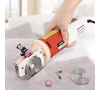 CGOLDENWALL YJ-65 Electric Fabric Cutter with 22mm Max Cutting Thickness& 2400rpm Blade Rotating Speed& 65mm Blade Size& Automatic Sharpening Function- Ideal for Textile/Leather/Paper Cutting 220V CE