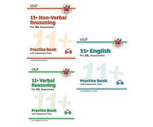 Cgp books gl 11 plus english, non-verbal reasoning, verbal reasoning 3 books collection set - practice book & assessment tests (ages 8-9)