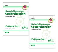 CGP CEM 11+ 10-Minute Tests Comprehension (Ages 10-11) Book (1-2) Collection 2 Books Set