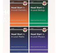 CGP Head Start to A-Level Chemistry, Biology, Maths and Physics 4 Books Collection Set