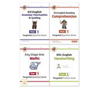 CGP KS1 Year 1 Workbook Bundle - Ages 5-6 (Grammar Punctuation and Spelling, Reading Comprehension, Handwriting, Maths)
