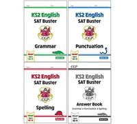 CGP KS2 English SAT Buster Grammar, Punctuation Book, Spelling Book, Grammar, Punctuation and Spelling Answer Book 4 Books Collection Set