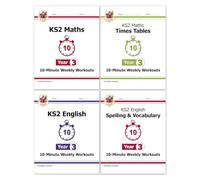 CGP KS2 Year 3 10-Minute Weekly Workout Bundle - Ages 7-8 (Maths, English, Times Tables, Spelling and Vocabulary)