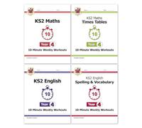 CGP KS2 Year 4 10-Minute Weekly Workout Bundle - Ages 8-9 (Maths, English, Times Tables, Spelling and Vocabulary)
