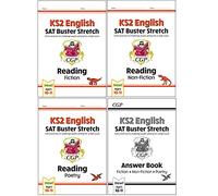 CGP New KS2 English Reading SAT Buster Stretch Fiction, Non-Fiction, Poetry, Answer Book 4 Books Collection Set