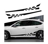 CGREAGH Car Body Stickers, for Opel Vauxhall Adam 2012-2019 Checkered Flag Racing Stripes Graphics Side Door Vinyl Decals Waterproof Styling Accessories,A