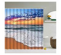 CGRSDSD Shower Curtain Beach Sea Palm Trees Shower Curtains Scenery Waterproof 3d Bathroom Curtains With Hooks Home Decoration Washable Bath Screen(Color 9,W150xH180cm)
