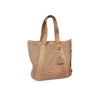 CGRSDSD Straw Bag Large Capacity Fringe Pendant Handmade Straw Handbag(Coffee)