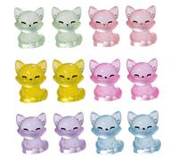 CGTQROVR 12Pcs Mini Resin Animals 1x0.8inch Mini Fox Figurine Glow in The Dark Tiny Resin Animals for Dollhouse Aquarium Decor Micro Fairy Garden Landscape