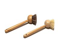 CGTQROVR 2Pcs Dish Scrub Brush Bamboo Handle Scrub Brushes ideal for Cleaning Dishes Portable Long Dish Brushwith Sisal Bristles Hanging Cleaning Brush ideal for Washing Kitchen