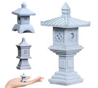 CGTQROVR 3PCS Pagoda Garden Statue, Lifelike Mini Pagoda Lantern, Japanese Garden Decor ideal for Fairy Meditation Zen Gardens Potted Plant