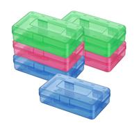 CGTQROVR 6PCS Plastic Pencil Box 8x5x2 Inch Crayon Box with Snap Lid Stackable Pencil Case Ideal for School Supplies