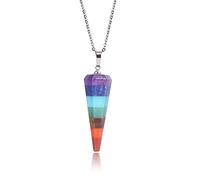CGTQROVR 7 Chakra Stone Pendant Necklace Pendulum Point Energy Gemstone Pendant For Women Men