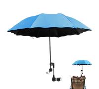 CGTQROVR Chair Umbrella with Clamp Adjustable, UV Protection Waterproof Beach Chair Umbrella Portable Folding for Patio, Camping, Wheelchair, Stroller, Golf Carts