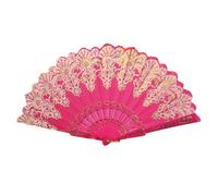 CGTQROVR Folding Fan 17x9in Portable Vintage Chinese Style Fabric Hand Held Fan Foldable ideal for Party Wedding Church Dancing Rose Red