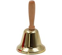 CGTQROVR Hand Bell Extra Loud Metal Handbell with Wooden Handle Multi-Purpose Alarm Bell ideal for Adults and Kids School Church Hotel Golden