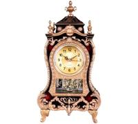 CGTQROVR Vintage Clock European Style Retro Clock with Pendulum and 12 Kinds of Bell Battery Powered Desk Alarm for Bedroom Living Room
