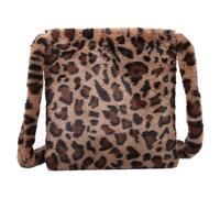 CGUOHU 1/2PCS Leopard Print Plush Women's Shoulder Bag Retro Warm Handbag Large Capacity Casual Messenger for Shopping Travel Work(PINK)