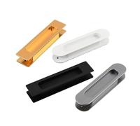 CGUOHU 1 Pcs Black Sliding Barn Door Handle Invisible Pull Recessed White Finger Flush Pulls for Closet Pocket Embedded for Hardware Pulls(Oval Black Pair)