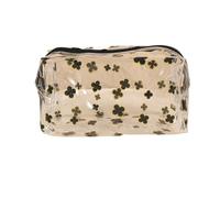 CGUOHU 3pcs Clear Pencil Case Four Leaf Clover, Waterproof Organizer Pouch for Pen(Black)