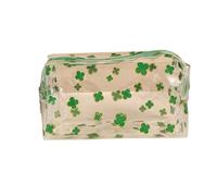 CGUOHU 3pcs Clear Pencil Case Four Leaf Clover, Waterproof Organizer Pouch for Pen(Green)